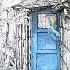 ' The Blue Door '<br />colored pencil and pen & ink<br />11 x 14 inches