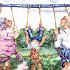 ' On the Swings ' watercolor<br />from the 'Old Folks' series<br />20 x 16 inches